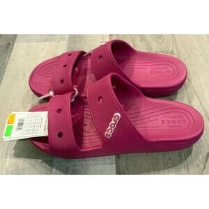 Crocs Classic Slides Sandals Mens Size 12 Pink Double Strap Slip On 206761-6SV